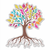 抽象芸術の根とカラフル葉木。 シール (正面)