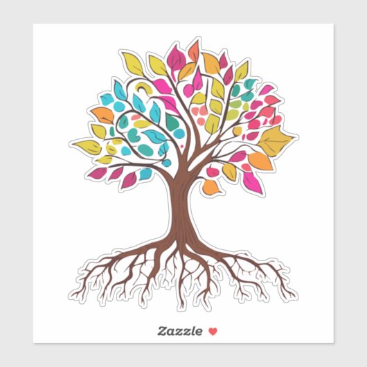 抽象芸術の根とカラフル葉木。 シール (シート)