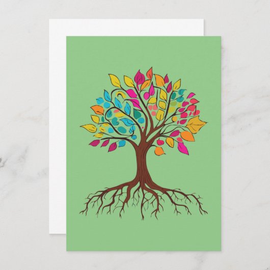 抽象芸術の根とカラフル葉木。 ノートカード (正面/裏面)
