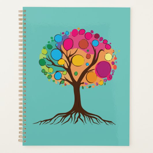 抽象芸術の根とカラフル葉木。 プランナー手帳 (正面)
