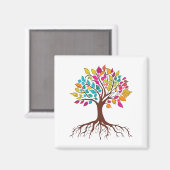 抽象芸術の根とカラフル葉木。 マグネット (正面/裏面)