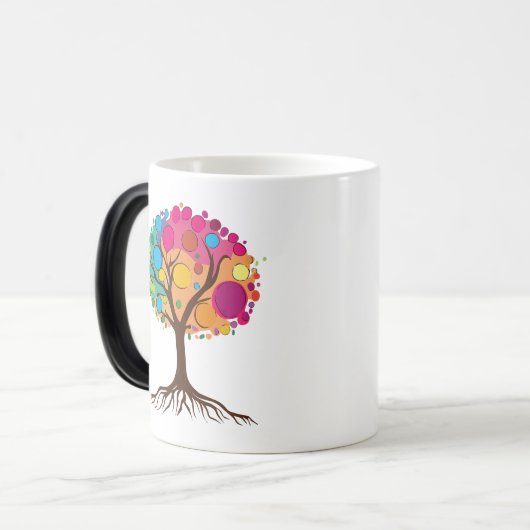 抽象芸術の根とカラフル葉木。 モーフィングマグカップ (正面左)
