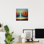 抽象芸術の森と秋の木の風景 ポスター (ホームオフィス)