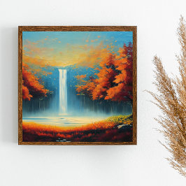 抽象芸術の森と秋の木の風景 ポスター