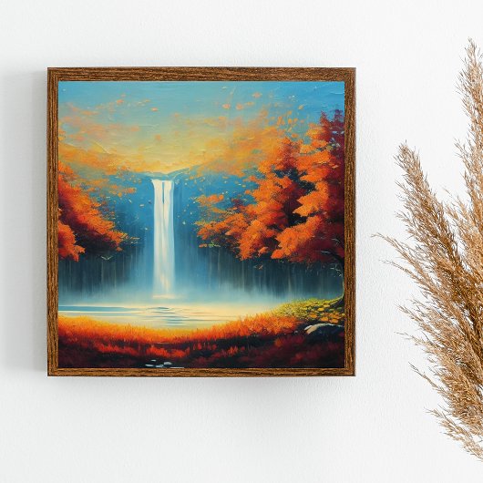 抽象芸術の森と秋の木の風景 ポスター