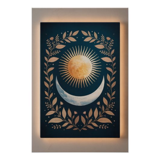 抽象芸術の植物旭日月の成長 ポスター (正面)
