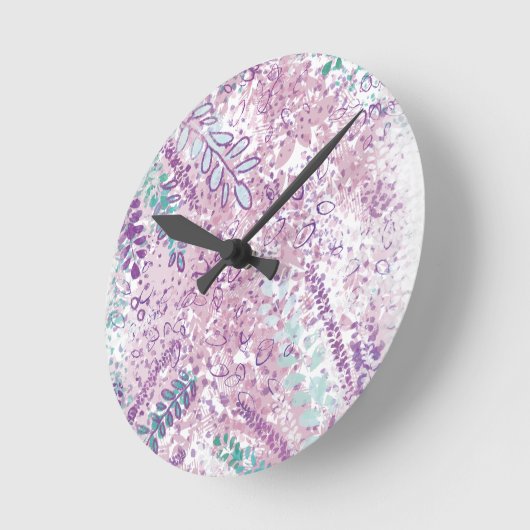 抽象芸術の植物模様の時計 ラウンド壁時計 (傾斜)