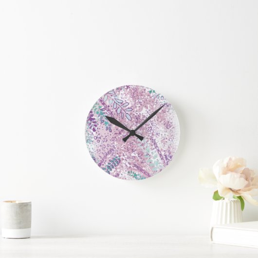 抽象芸術の植物模様の時計 ラウンド壁時計 (ホーム)