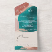 抽象芸術の水の色すべて1つの結婚式の招待 オールインワン招待状 (内側)