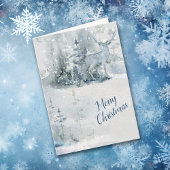 抽象芸術の水の色の鹿の森クリスマス シーズンカード