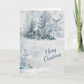 抽象芸術の水の色の鹿の森クリスマス シーズンカード (正面)