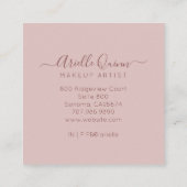 抽象芸術の水の色グラデーションほこりっぽいピンクのメイクアップアーティスト スクエア名刺 (裏面)