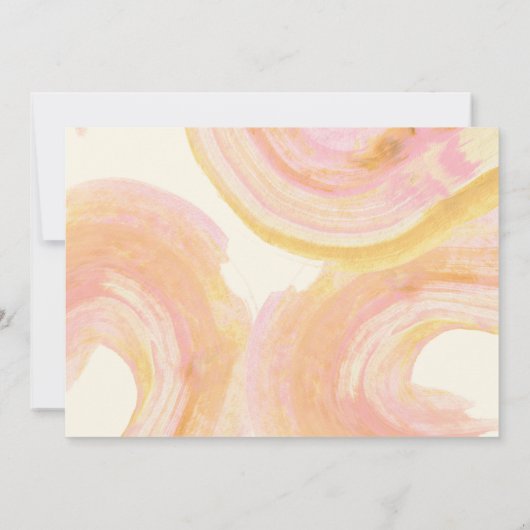 抽象芸術の水の色絵を描渦巻きピンクの赤ん坊シャワー 招待状 (裏面)