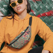 抽象芸術の水平背景(波カラフル付) ファニーパック