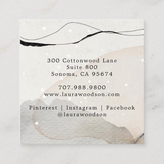 抽象芸術の水彩の形状メイクアップアーティスト スクエア名刺 (裏面)