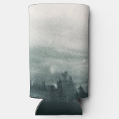 抽象芸術の水彩の森の風景結婚の スリム缶クーラー (裏面)