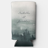 抽象芸術の水彩の森の風景結婚の スリム缶クーラー (正面)