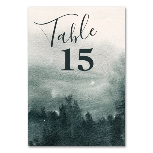 抽象芸術の水彩の森の風景結婚の テーブルナンバー (正面)