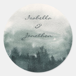 抽象芸術の水彩の森の風景結婚の ラウンドシール