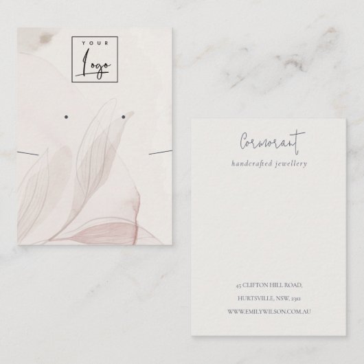 抽象芸術の水彩の葉のロゴイヤリングネックレス 名刺 (正面/裏面)