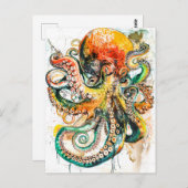 抽象芸術の水彩イラストレーション ポストカード (正面/裏面)