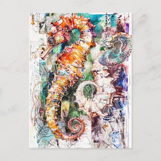 抽象芸術の水彩イラストレーション ポストカード (正面)