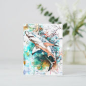 抽象芸術の水彩イラストレーション ポストカード (スタンド正面)