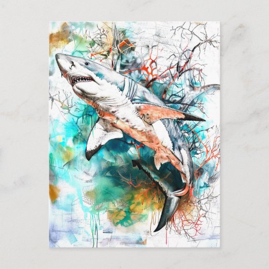 抽象芸術の水彩イラストレーション ポストカード (正面)