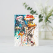 抽象芸術の水彩イラストレーション ポストカード (スタンド正面)