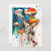 抽象芸術の水彩イラストレーション ポストカード (正面/裏面)