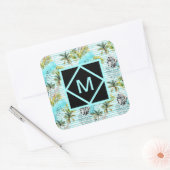 抽象芸術の水彩パームツリーパターン スクエアシール (封筒)