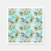 抽象芸術の水彩パームツリーパターン スタンダードカクテルナプキン (正面)