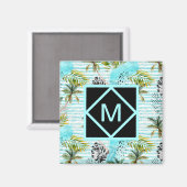 抽象芸術の水彩パームツリーパターン マグネット (正面/裏面)