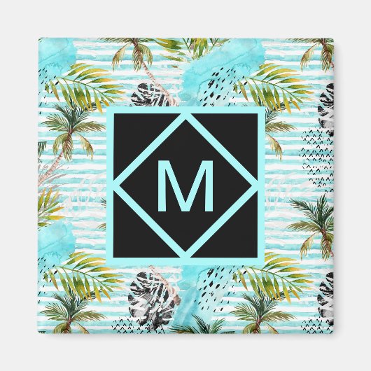 抽象芸術の水彩パームツリーパターン マグネット (正面)