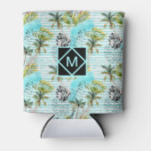 抽象芸術の水彩パームツリーパターン 缶クーラー (正面)