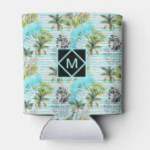 抽象芸術の水彩パームツリーパターン 缶クーラー (裏面)