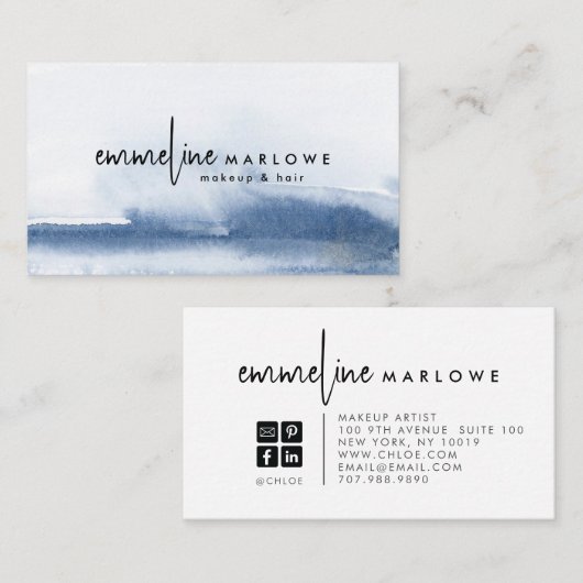 抽象芸術の水彩メイクアップアーティスト&ヘア 名刺 (正面/裏面)