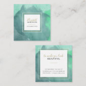 抽象芸術の水彩水彩画アクア&金ゴールドメイクアップアーティスト スクエア名刺 (正面/裏面)