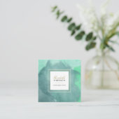 抽象芸術の水彩水彩画アクア&金ゴールドメイクアップアーティスト スクエア名刺 (スタンド正面)