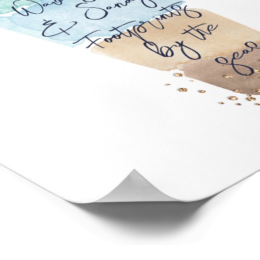 抽象芸術の水彩砂と海のメッセージのボトル ポスター (角)