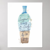 抽象芸術の水彩砂と海のメッセージのボトル ポスター (正面)