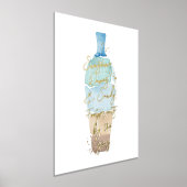 抽象芸術の水彩砂と海のメッセージのボトル 箔ポスター (レイダウン)