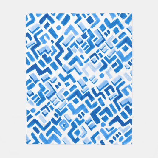 抽象芸術の水彩線とストライプ フリースブランケット (正面)