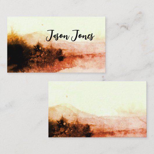 抽象芸術の水彩風景アートsepiaトーン 名刺 (正面/裏面)