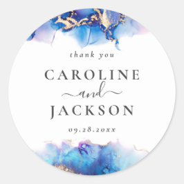 抽象芸術の水色お願いありがとう ラウンドシール