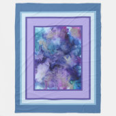 抽象芸術の水色がマーリーパープルとブルーウォーター フリースブランケット (正面)