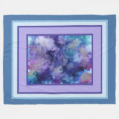 抽象芸術の水色がマーリーパープルとブルーウォーター フリースブランケット (正面(横))