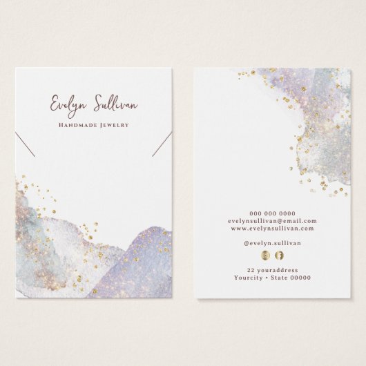 抽象芸術の水色の形状ネックレス表示カード (正面&裏面)