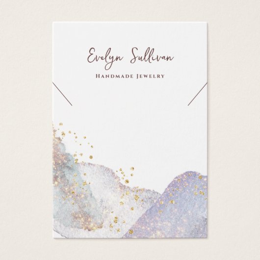 抽象芸術の水色の形状ネックレス表示カード (正面)