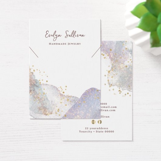 抽象芸術の水色の形状ネックレス表示カード (デスク)